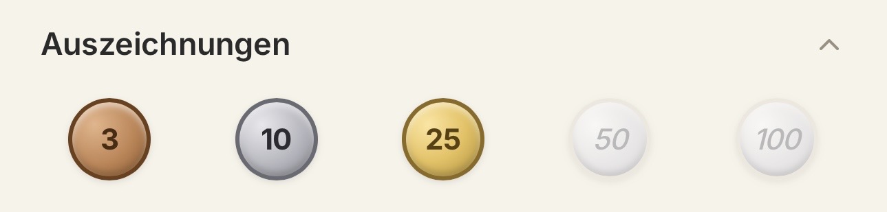 Auszeichnungen: Bronze, Silber, Gold, Platin, Diamant
